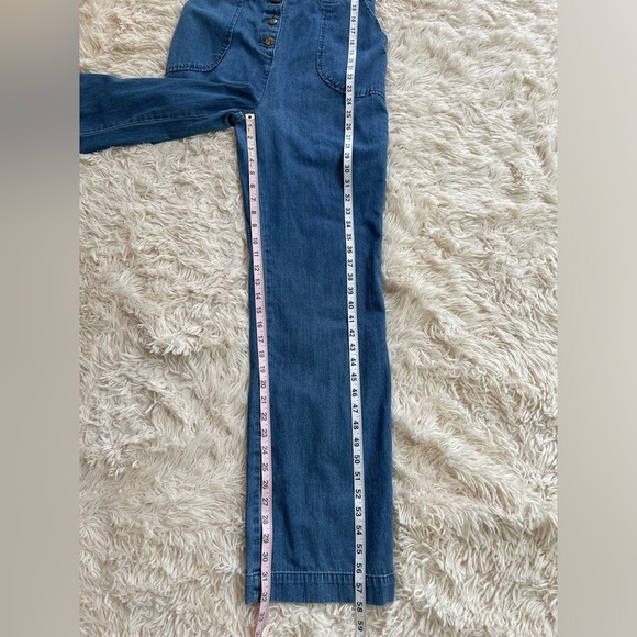 Joe’s collection Lucia straight leg denim jumpsuit straps pockets button up SZ M - Picture 9 of 10